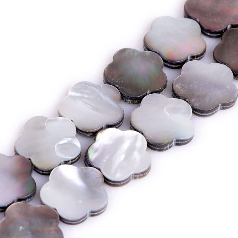 JOE FOREMAN 20mm Shell Semi Precious Gemstone Double Sides Carved Flower Loose Beads for Jewelry Making DIY Handmade Craft Supplies 15" - Image 1
